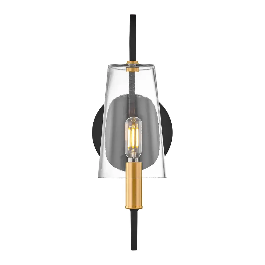 Hanley 1-Light Wall Sconce in Matte Black and Warm Brass - Image 3