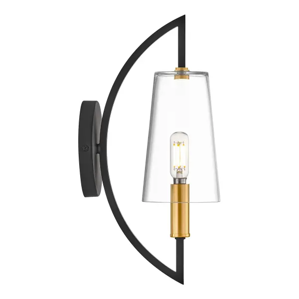 Hanley 1-Light Wall Sconce in Matte Black and Warm Brass - Image 5