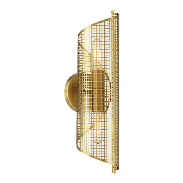 The Hillbourne sconce brings industrial sophistication with its swirling perforated metal shade in warm brass. Perfect for creating dramatic wall interest alone or in multiples, it's versatile enough for both residential and hospitality settings.