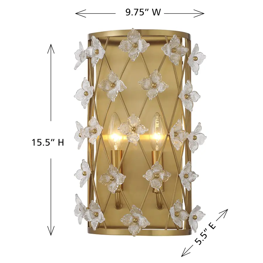 Bailey 2-Light Wall Sconce in Warm Brass - Image 6