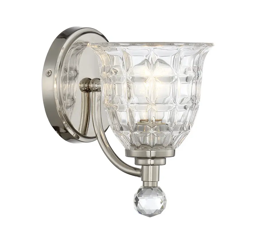 Birone One Light Wall Sconce in Polished Nickel