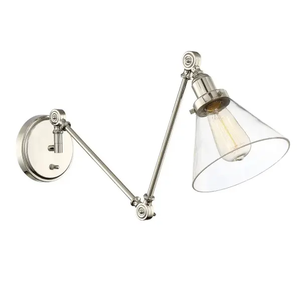Drake 1-Light Adjustable Wall Sconce in Polished Nickel - alternate view