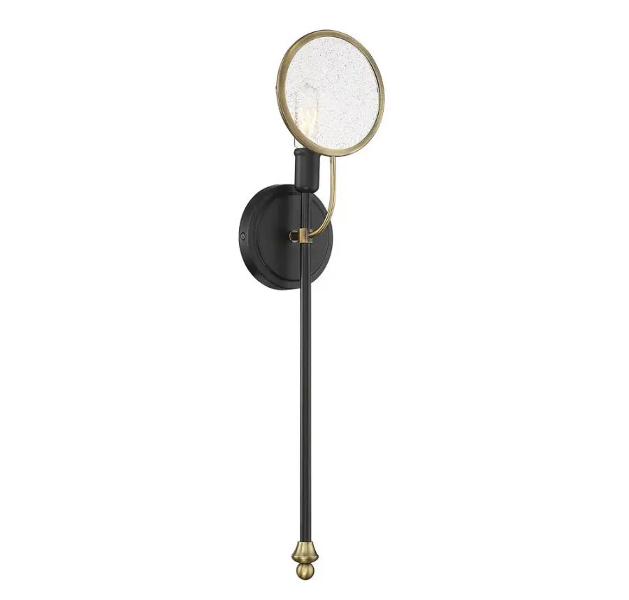 Oberyn 1-Light Wall Sconce in Vintage Black with Warm Brass - Image 2