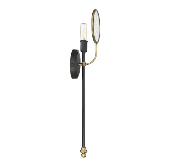 Oberyn 1-Light Wall Sconce in Vintage Black with Warm Brass - Image 3
