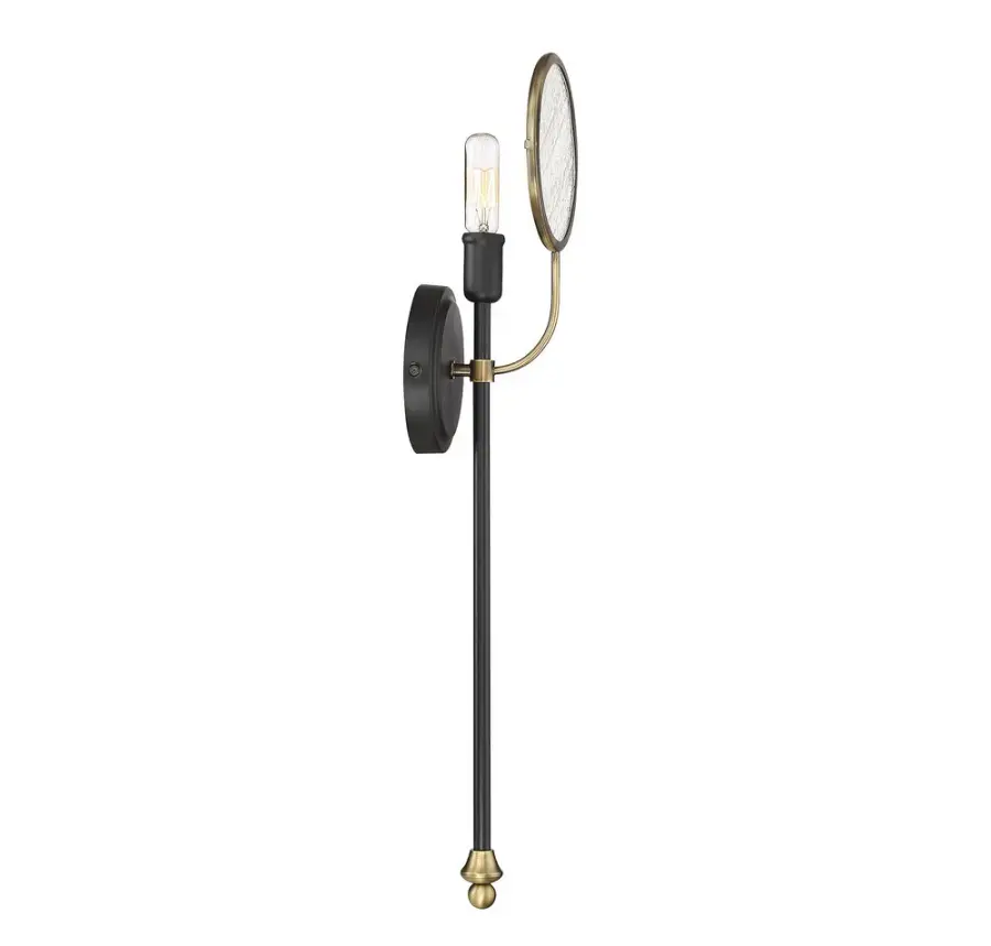 Oberyn 1-Light Wall Sconce in Vintage Black with Warm Brass - Image 3