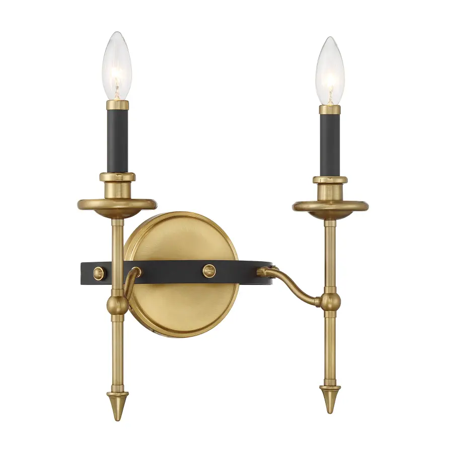 Consulate 2-Light Wall Sconce in Matte Black and Warm Brass - Image 3