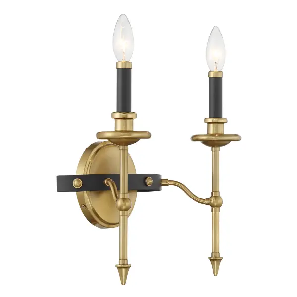 Consulate 2-Light Wall Sconce in Matte Black and Warm Brass - Image 4