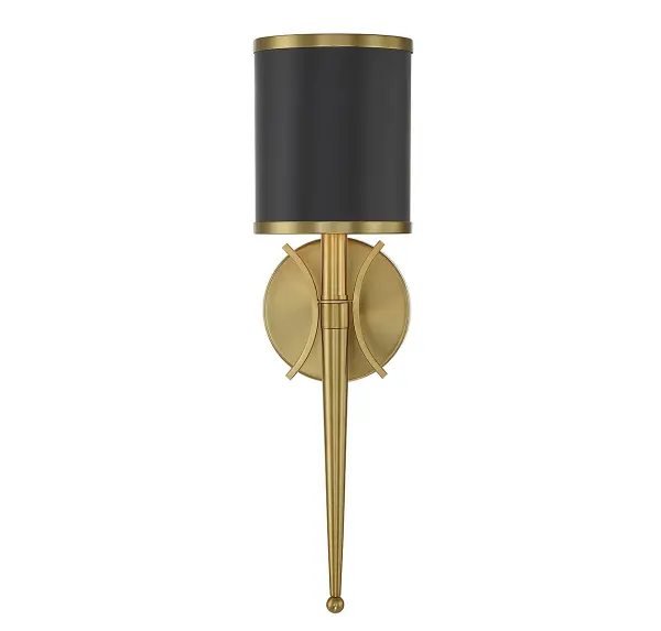 Quincy 1-Light Wall Sconce in Matte Black with Warm Brass Accents - Image 3