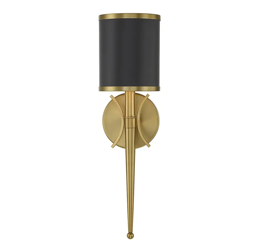 Quincy 1-Light Wall Sconce in Matte Black with Warm Brass Accents - Image 3