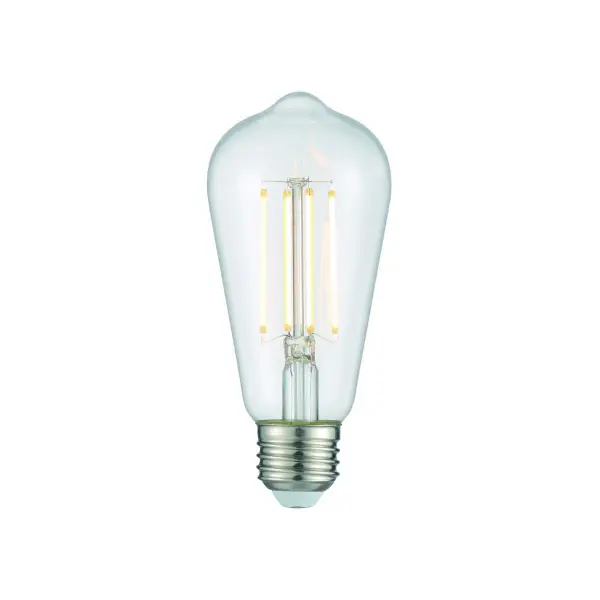 This ST18 Edison-style LED bulb combines nostalgic clear glass aesthetics with energy-efficient LED technology. At 9W it delivers 1171 lumens of warm 2700K light with excellent 90 CRI color rendering. Dimmable and rated for 15,000 hours.