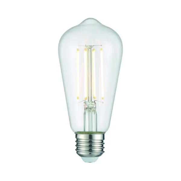 This ST18 Edison-style LED bulb combines classic vintage aesthetics with energy-efficient LED technology. The clear glass showcases the filament design while delivering warm 3000K light at 1182 lumens with excellent 90 CRI color rendering.