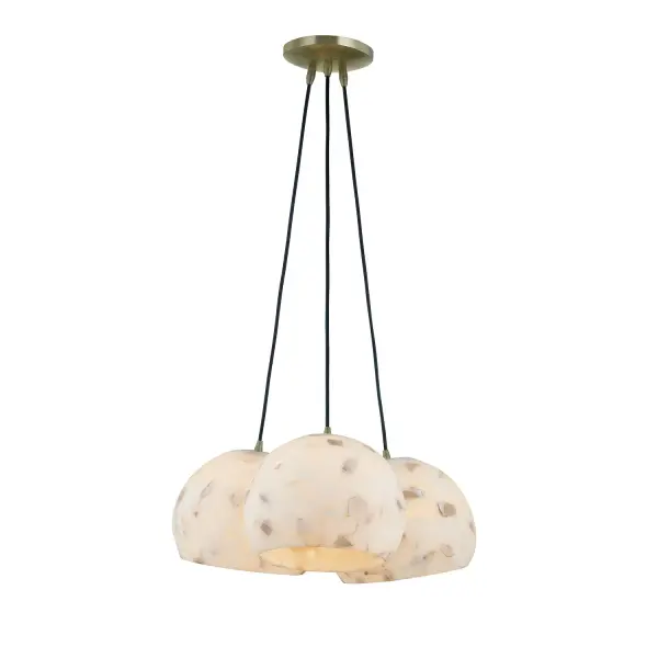 Collection: Alabaster Rocks! Finish: Brushed Brass Glass: Alabaster Rocks Width: 21.50" Height: 8.50" Canopy: 6" Dia. x 1.25 " H Number of Bulbs: 3 Maximum Wattage: 60.00 W Bulb Base: E26 Voltage: 120.00 V Safety Rating: Damp