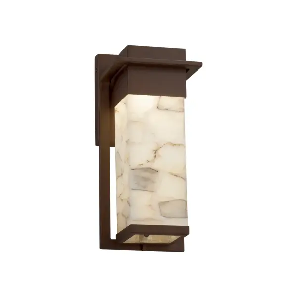 Collection: Alabaster Rocks Finish: Dark Bronze Glass: Shaved Alabaster Rocks Cast Into Resin Width: 5.00" Height: 12.00" Extension from Wall: 5.50" Top to Outlet: 2.75" Maximum Wattage: 14.00 W Light Source: LED Light Output: 1190.00 lm Color Temperature: 3000 K CRI: 90 Safety Listing: ETL Safety Rating: Wet LED