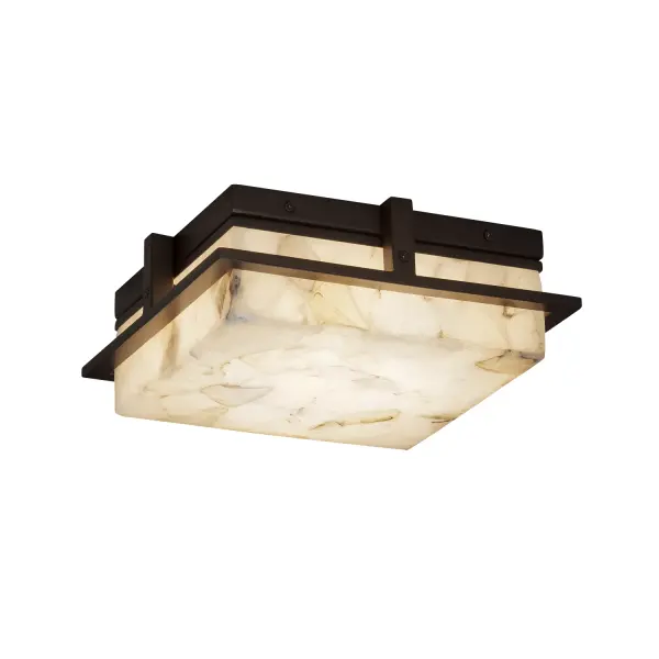 Collection: Alabaster Rocks Finish: Dark Bronze Glass: Shaved Alabaster Rocks Cast Into Resin Width: 10.00" Height: 3.50" Length: 10.00" Maximum Wattage: 18.00 W Bulb Type: LED Light Source: LED Light Output: 1440.00 lm Safety Listing: ETL Safety Rating: Wet LED