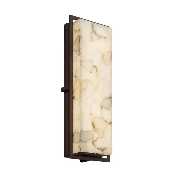 Collection: Alabaster Rocks Finish: Dark Bronze Glass: Shaved Alabaster Rocks Cast Into Resin Width: 6.50" Height: 18.00" Extension from Wall: 3.50" Top to Outlet: 9.00" Maximum Wattage: 18.00 W Light Source: LED Light Output: 1530.00 lm Color Temperature: 3000 K CRI: 90 Safety Listing: ETL Safety Rating: Wet ADA LED