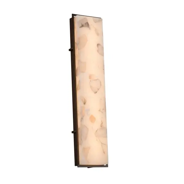 Collection: Alabaster Rocks Finish: Dark Bronze Glass: Shaved Alabaster Rocks Cast Into Resin Width: 8.00" Height: 36.00" Extension from Wall: 3.50" Top to Outlet: 18.00" Maximum Wattage: 32.00 W Bulb Type: LED Light Source: LED Light Output: 2560.00 lm Safety Listing: ETL Safety Rating: Wet ADA LED