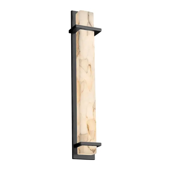 Collection: Alabaster Rocks Finish: Matte Black Glass: Shaved Alabaster Rocks Cast Into Resin Width: 7.00" Height: 36.00" Extension from Wall: 4.00" Top to Outlet: 18.00" Maximum Wattage: 32.00 W Bulb Type: LED Light Source: LED Light Output: 2560.00 lm Safety Listing: ETL Safety Rating: Wet ADA LED