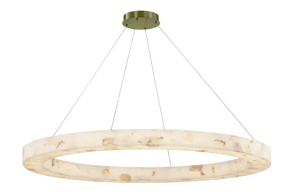 Collection: LumenAria Finish: Brushed Brass Glass: Alabaster Rocks Width: 52.00" Height: 3.50" Canopy: 8.5" Dia x 2" H Maximum Wattage: 86.00 W Light Source: LED Light Output: 9600.00 lm Delivered Lumens: 4990.00 lm Voltage: 120.00 V Safety Listing: UL/ETL Safety Rating: Damp LED