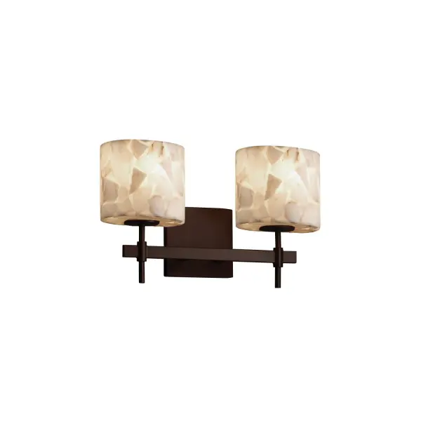 Collection: Alabaster Rocks Finish: Dark Bronze Glass: Shaved Alabaster Rocks Cast Into Resin Notes: This fixture can be installed as an uplight or downlight Width: 15.50" Height: 9.50" Extension from Wall: 5.00" Top to Outlet: 6.50" Number of Bulbs: 2 Maximum Wattage: 60.00 W Bulb Type: B13 Torpedo Safety Listing: Damp Safety Rating: Damp