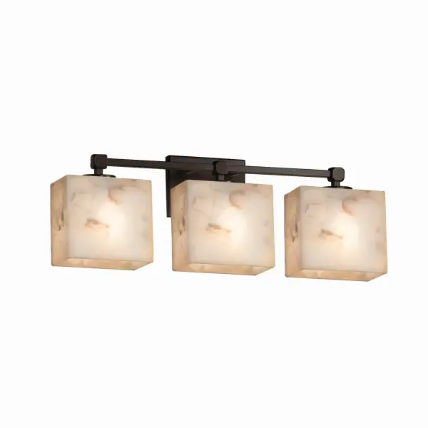 Collection: Alabaster Rocks Finish: Dark Bronze Glass: Shaved Alabaster Rocks Cast Into Resin Notes: This fixture can be installed as an uplight or downlight Width: 23.50" Height: 7.25" Extension from Wall: 5.25" Top to Outlet: 5.00" Number of Bulbs: 3 Maximum Wattage: 60.00 W Bulb Type: B13 Torpedo Safety Listing: Damp Safety Rating: Damp