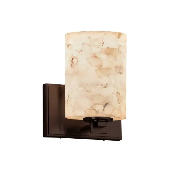 Collection: Alabaster Rocks Finish: Dark Bronze Glass: Shaved Alabaster Rocks Cast Into Resin Width: 7.00" Height: 6.75" Extension from Wall: 5.75" Top to Outlet: 6.00" Number of Bulbs: 1 Maximum Wattage: 60.00 W Bulb Type: B13 Torpedo Safety Listing: UL Safety Rating: Damp