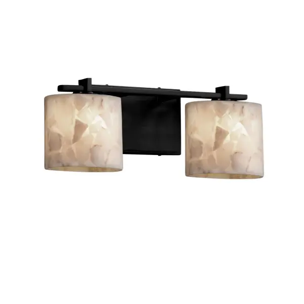 Collection: Alabaster Rocks Finish: Matte Black Glass: Shaved Alabaster Rocks Cast Into Resin Width: 16.50" Height: 6.75" Extension from Wall: 5.25" Top to Outlet: 6.00" Number of Bulbs: 2 Maximum Wattage: 60.00 W Bulb Type: B13 Torpedo Safety Listing: UL Safety Rating: Damp