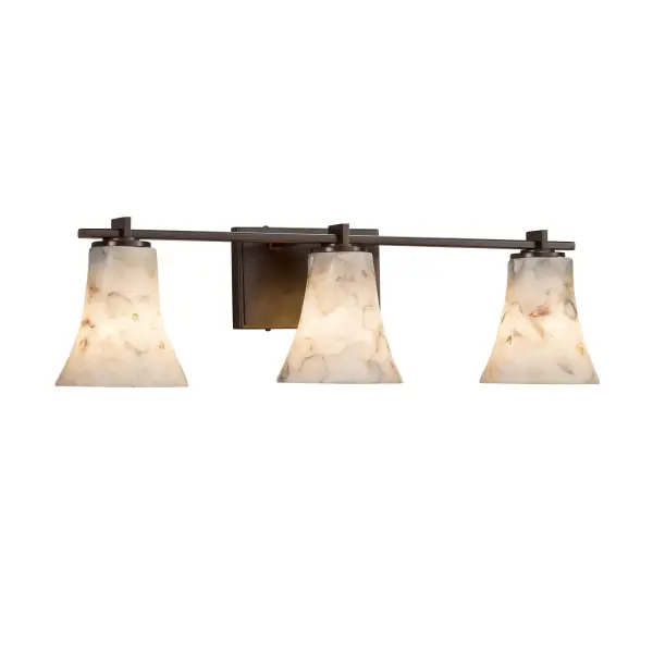 Collection: Alabaster Rocks Finish: Dark Bronze Glass: Shaved Alabaster Rocks Cast Into Resin Width: 26.00" Height: 6.75" Extension from Wall: 6.50" Top to Outlet: 6.00" Number of Bulbs: 3 Maximum Wattage: 60.00 W Bulb Type: B13 Torpedo Safety Listing: UL Safety Rating: Damp