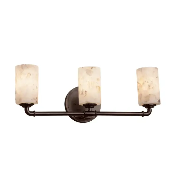 Collection: Alabaster Rocks Finish: Dark Bronze Glass: Shaved Alabaster Rocks Cast Into Resin Width: 23.75" Height: 8.00" Extension from Wall: 5.75" Number of Bulbs: 3 Maximum Wattage: 60.00 W Bulb Type: B13 Torpedo Safety Listing: Damp Safety Rating: Damp