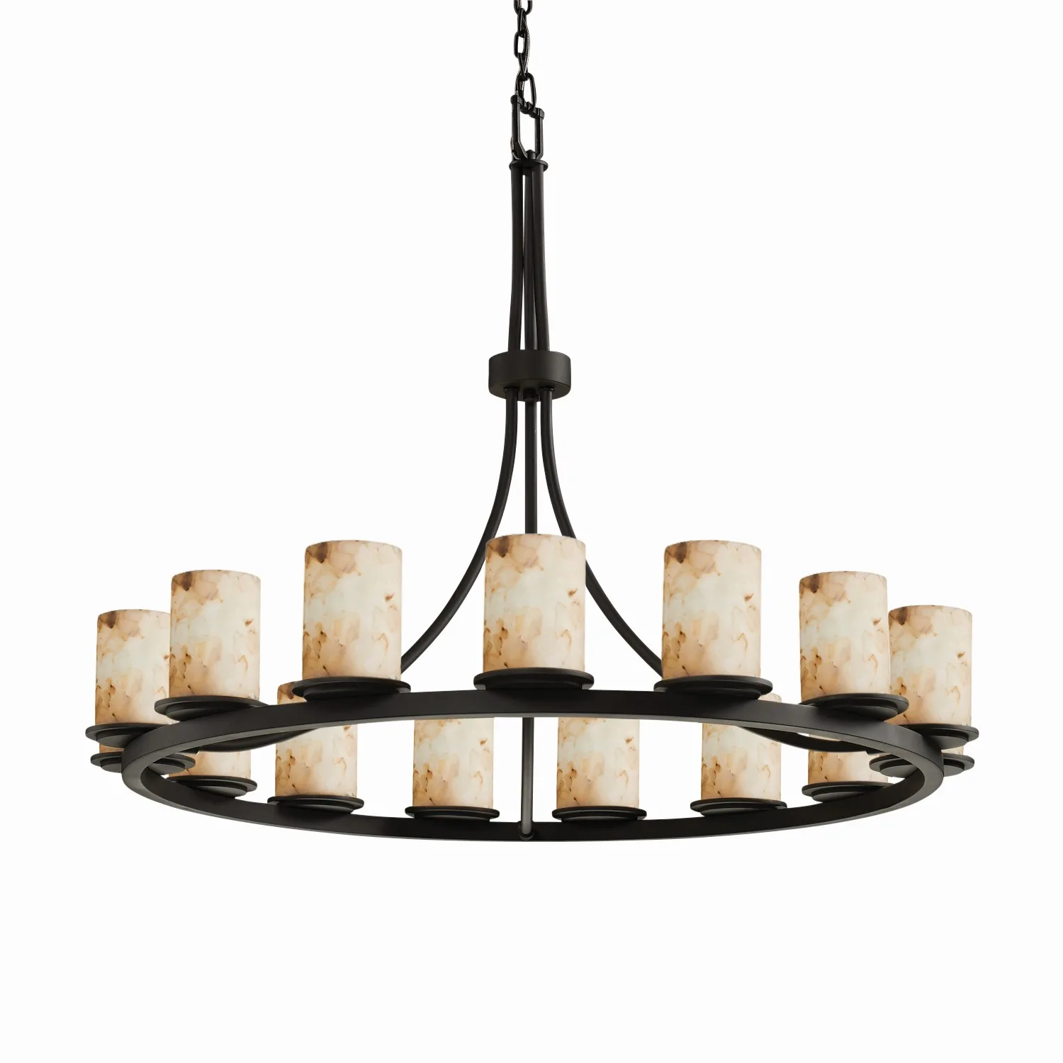 Alabaster Rocks 15 Light Chandelier in Matte Black