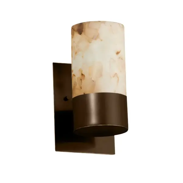Collection: Alabaster Rocks Finish: Dark Bronze Glass: Shaved Alabaster Rocks Cast Into Resin Notes: Also available in Brushed Nickel, Matte Black, Antique Brass finish. Width: 5.00" Height: 9.75" Extension from Wall: 6.00" Top to Outlet: 5.75" Number of Bulbs: 1 Maximum Wattage: 60.00 W Bulb Type: BA9 Torpedo Bulb Base: Bayonet Light Source: LED Safety Listing: Damp Safety Rating: Damp Energy Efficient