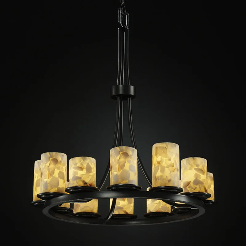 Alabaster Rocks 12 Light Chandelier in Matte Black