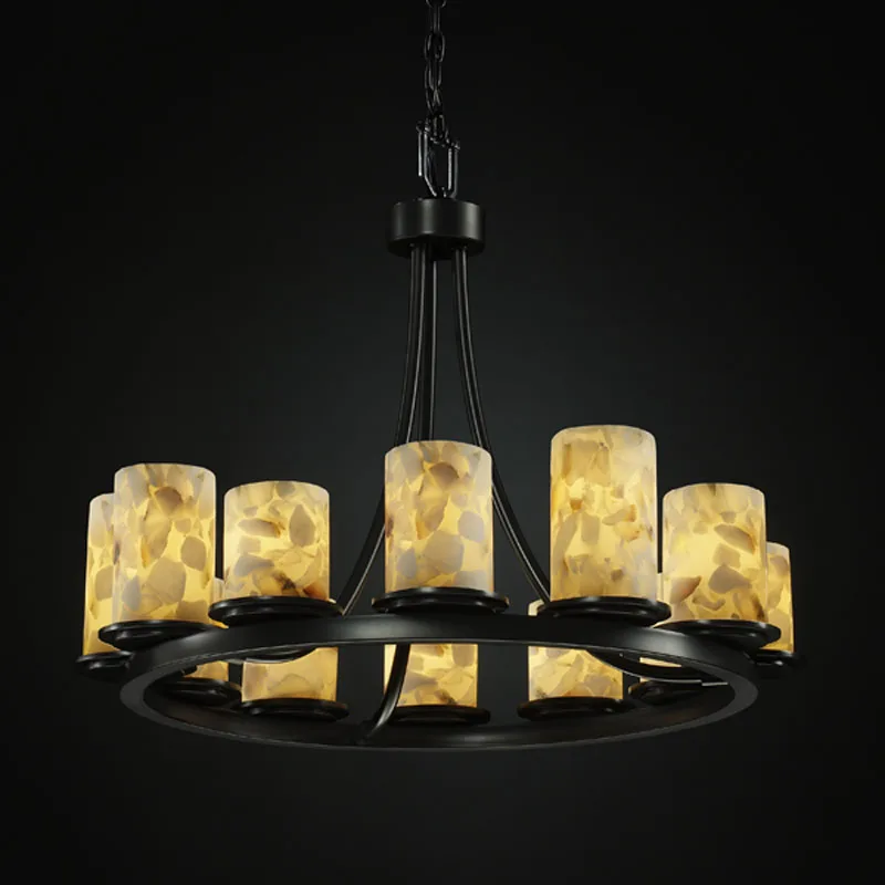 Alabaster Rocks 12 Light Chandelier in Matte Black