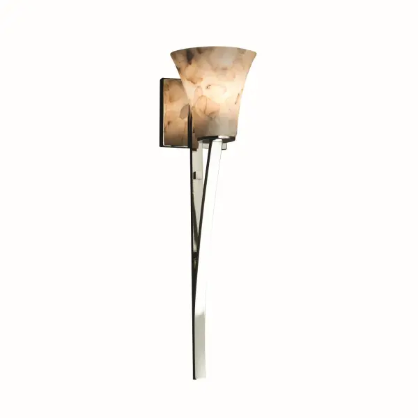 Collection: Alabaster Rocks Finish: Polished Chrome Glass: Shaved Alabaster Rocks Cast Into Resin Width: 5.75" Height: 20.75" Extension from Wall: 7.00" Top to Outlet: 3.25" Number of Bulbs: 1 Maximum Wattage: 60.00 W Bulb Type: B13 Torpedo Safety Listing: Damp Safety Rating: Damp