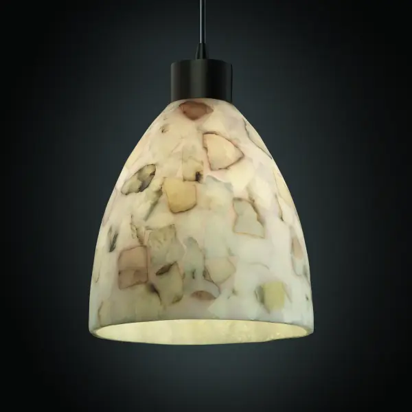 Large 1-Light Pendant Collection: Alabaster Rocks Finish: Dark Bronze Glass: Shaved Alabaster Rocks Cast Into Resin Width: 10.50" Height: 11.00" Number of Bulbs: 1 Maximum Wattage: 60.00 W Bulb Type: A19 Safety Listing: Damp Safety Rating: Damp
