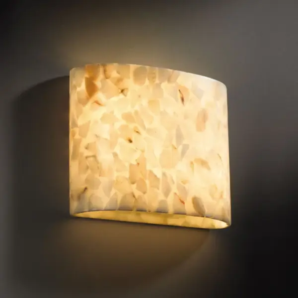Collection: Alabaster Rocks Glass: Shaved Alabaster Rocks Cast Into Resin Notes: Also available in Brushed Nickel, Matte Black, Antique Brass, Polished Chrome finish. Width: 11.75" Height: 9.75" Extension from Wall: 4.00" Top to Outlet: 3.25" Number of Bulbs: 2 Maximum Wattage: 60.00 W Bulb Base: Medium Light Source: Incandescent Safety Listing: Damp Safety Rating: Damp ADA