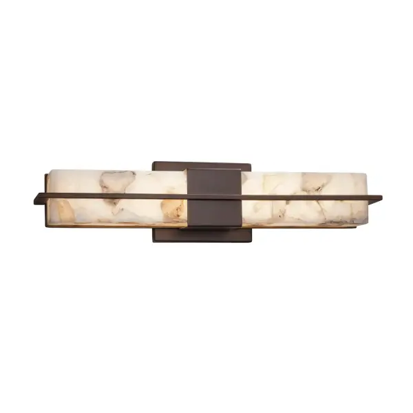 Collection: Alabaster Rocks Finish: Dark Bronze Glass: Shaved Alabaster Rocks Cast Into Resin Width: 20.00" Height: 4.75" Extension from Wall: 4.00" Top to Outlet: 10.00" Maximum Wattage: 22.00 W Bulb Type: LED Light Source: LED Light Output: 1760.00 lm Safety Listing: Damp Safety Rating: Damp ADA LED