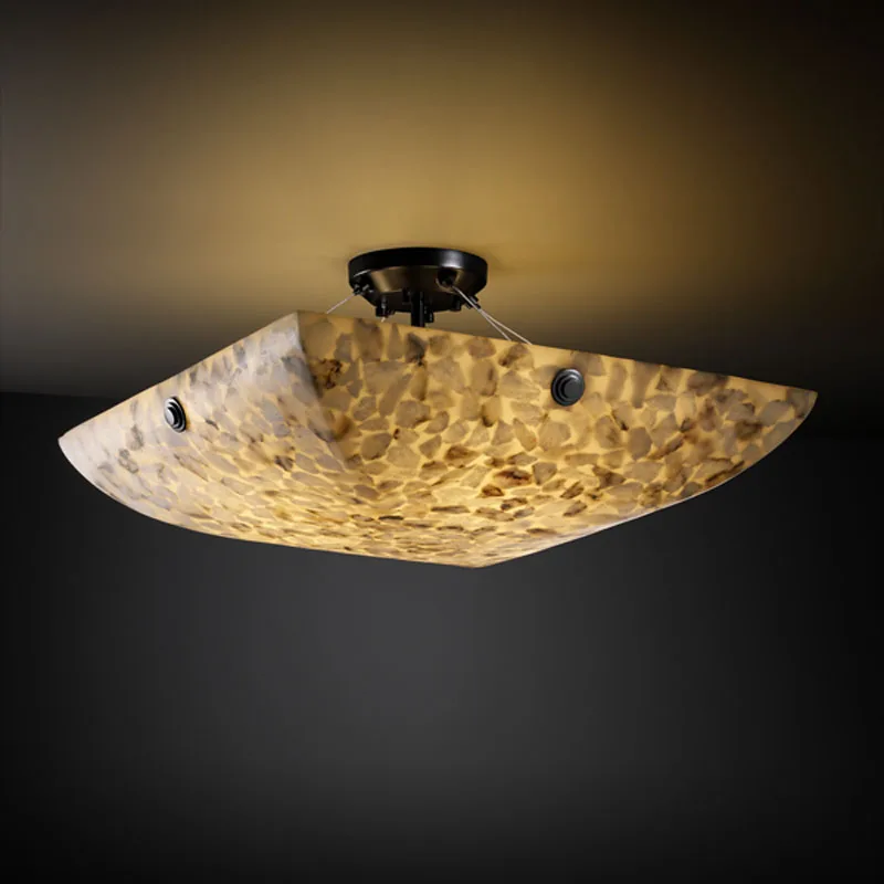 Alabaster Rocks Six Light Semi-Flush Mount in Matte Black