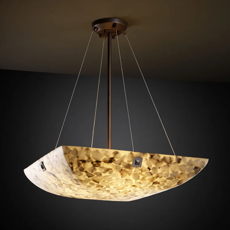 Alabaster Rocks Three Light Pendant in Dark Bronze