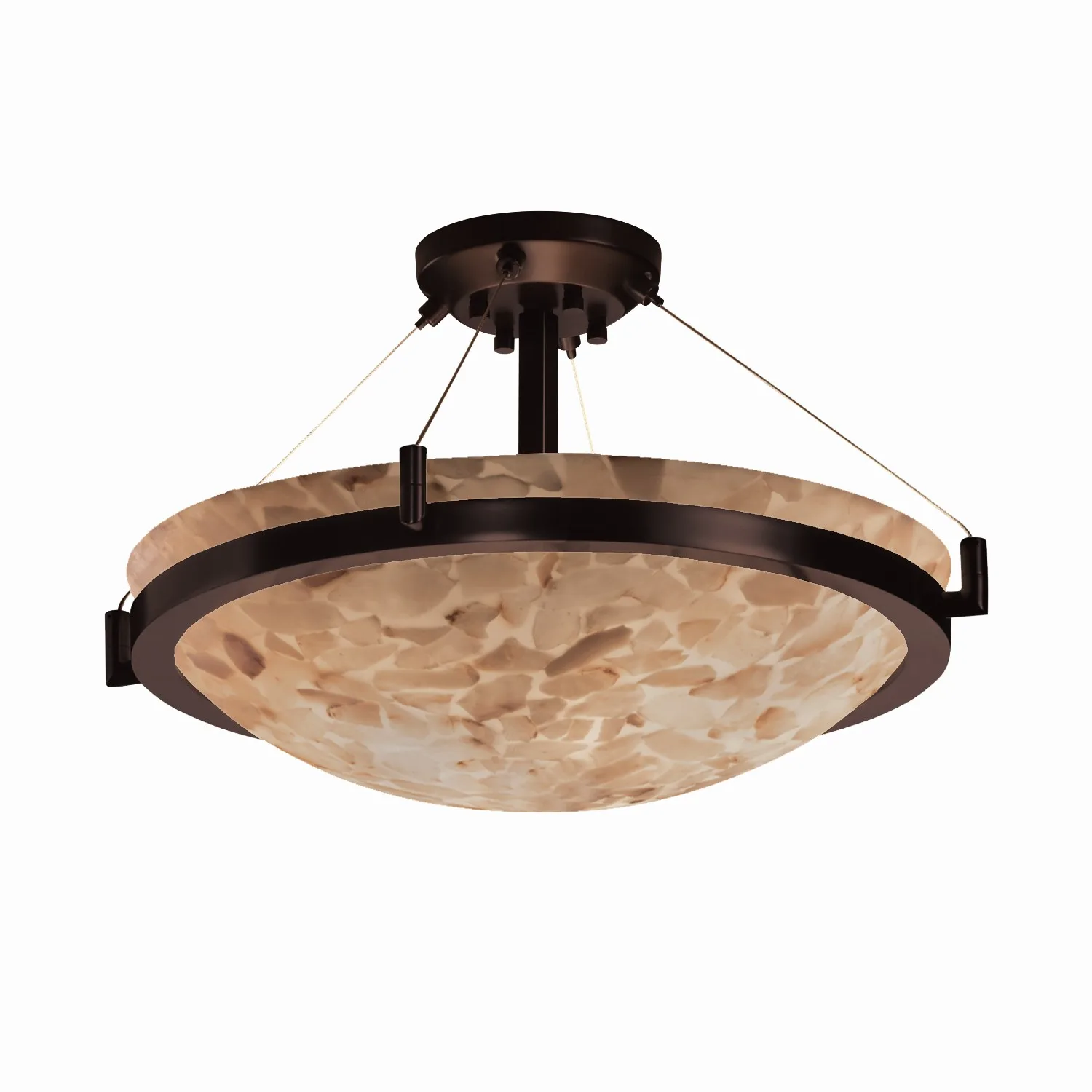 Alabaster Rocks Eight Light Semi-Flush Mount in Dark Bronze