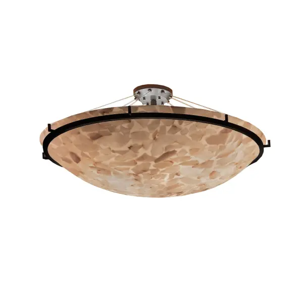 Collection: Alabaster Rocks Finish: Dark Bronze Glass: Shaved Alabaster Rocks Cast Into Resin Notes: Standard Overall Height (OAH) - 24. Also available in Matte Black finish. Width: 51.00" Height: 24.00" Canopy: 2" H x 8.5" Dia. Number of Bulbs: 8 Maximum Wattage: 75.00 W Bulb Type: A19 Bulb Base: E26-Medium Light Source: Incandescent Safety Listing: Damp Safety Rating: Damp