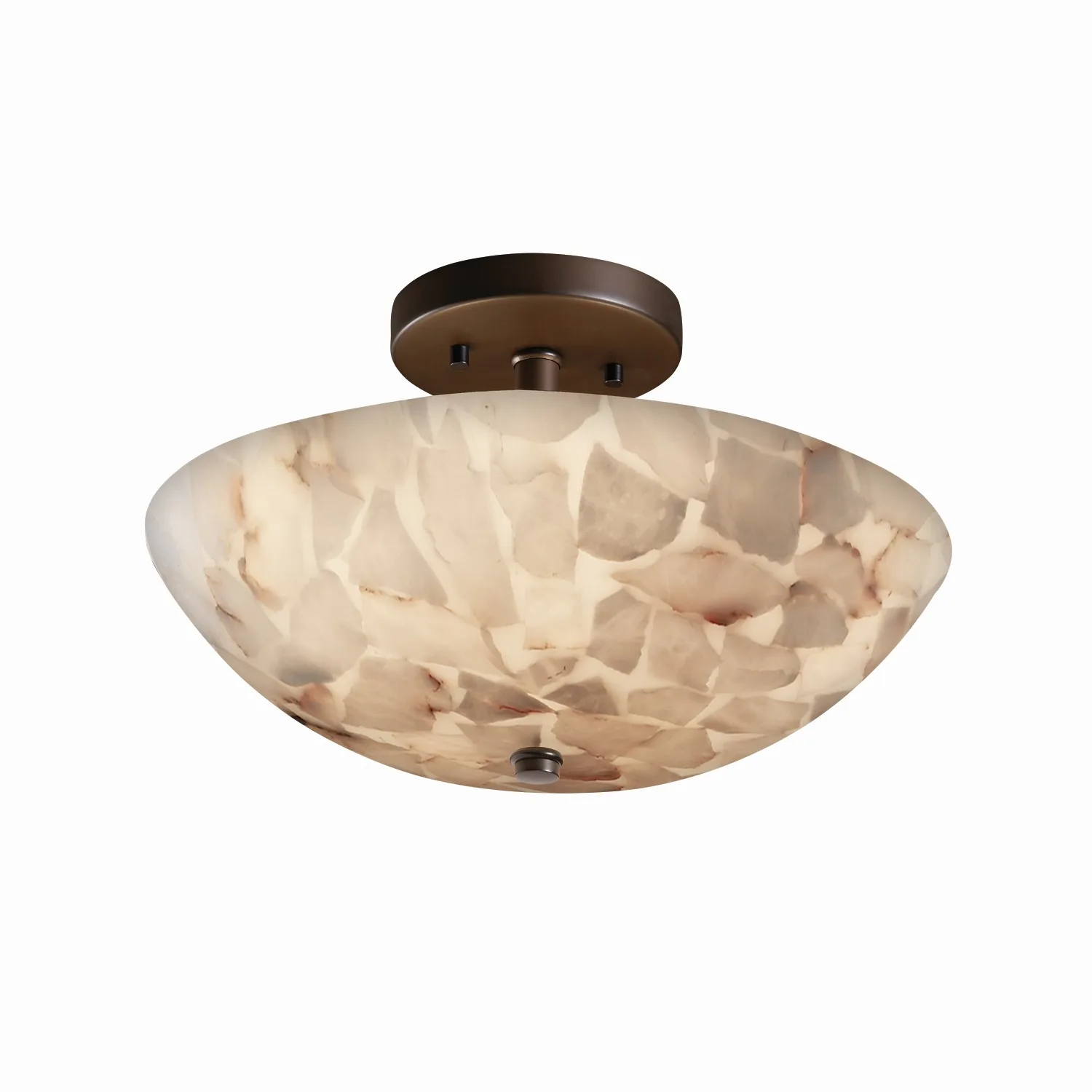 Alabaster Rocks Two Light Semi-Flush Mount in Dark Bronze