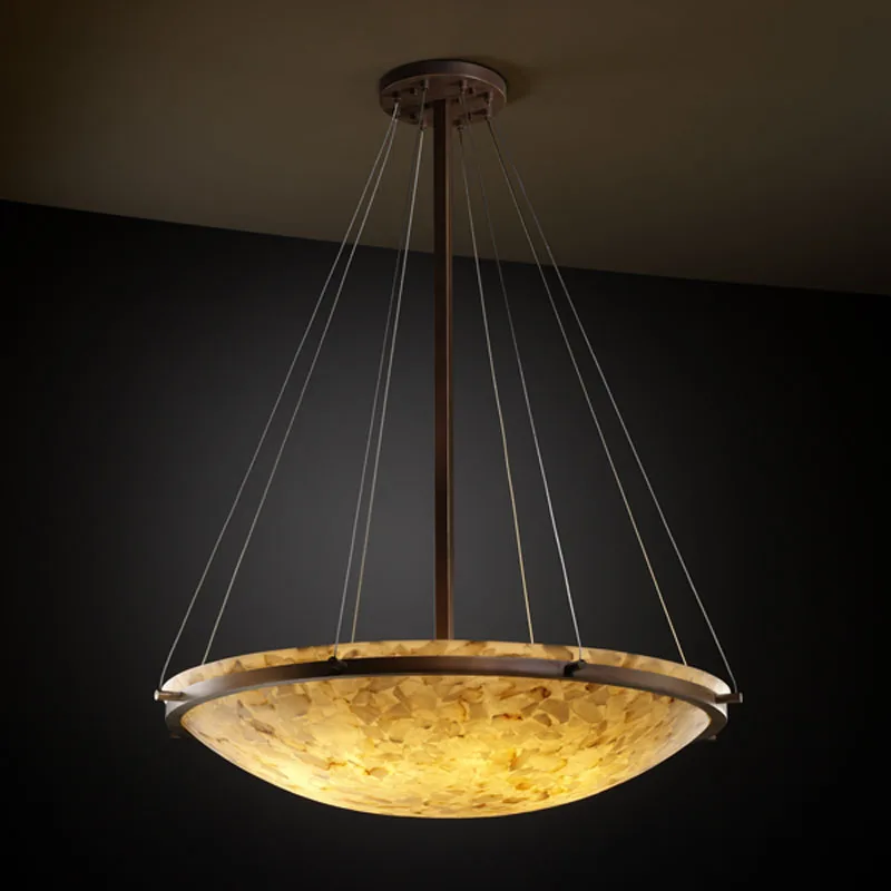 Alabaster Rocks Eight Light Pendant in Dark Bronze