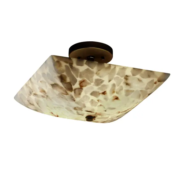 Collection: Alabaster Rocks Finish: Dark Bronze Glass: Shaved Alabaster Rocks Cast Into Resin Notes: Also available in Brushed Nickel, Matte Black, Antique Brass, Polished Chrome finish. Width: 14.00" Height: 9.00" Length: 14.00" Canopy: .75" H x 5" Dia. Number of Bulbs: 2 Maximum Wattage: 60.00 W Bulb Type: A19 Bulb Base: E26-Medium Light Source: Incandescent Safety Listing: Damp Safety Rating: Damp