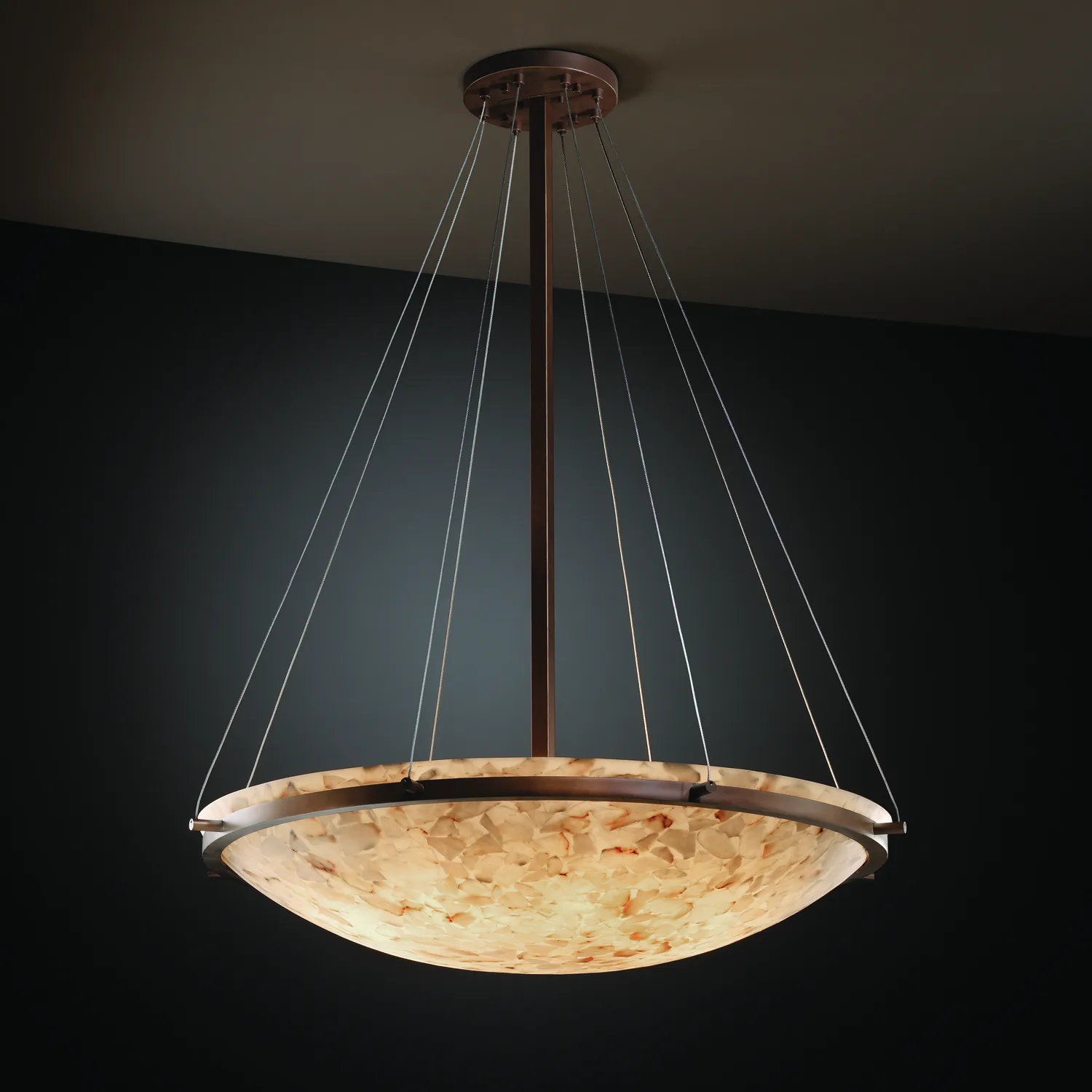 Alabaster Rocks Eight Light Pendant in Dark Bronze