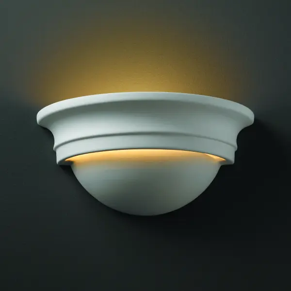 Collection: Ambiance Finish: Bisque Notes: This item is available in up to 30 hand-painted finishes, as well as unfinished ceramic bisque (BIS) which is paintable Width: 10.75" Height: 5.00" Extension from Wall: 5.25" Top to Outlet: 2.50" Number of Bulbs: 1 Maximum Wattage: 100.00 W Bulb Type: A19 Bulb Base: E26-Medium Country of Origin: USA Safety Listing: Damp