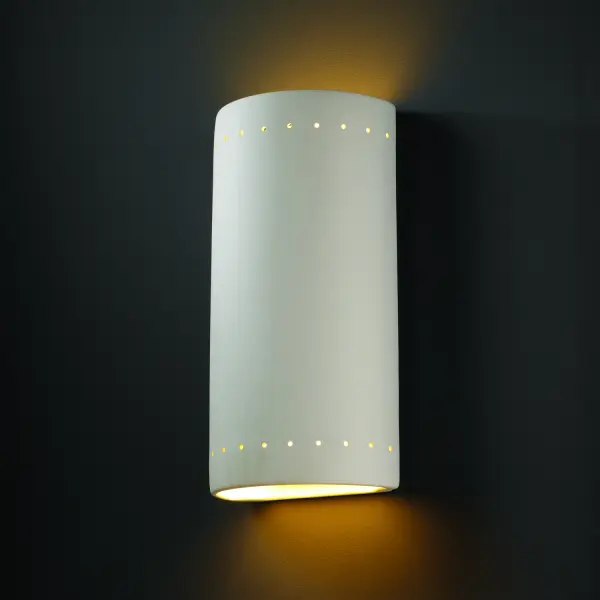 Collection: Ambiance Finish: Bisque Notes: This item is available in up to 30 hand-painted finishes, as well as unfinished ceramic bisque (BIS) which is paintable Width: 10.75" Height: 21.00" Extension from Wall: 6.75" Top to Outlet: 10.50" Number of Bulbs: 2 Maximum Wattage: 100.00 W Bulb Type: A19 Bulb Base: E26-Medium Country of Origin: USA Safety Listing: Wet