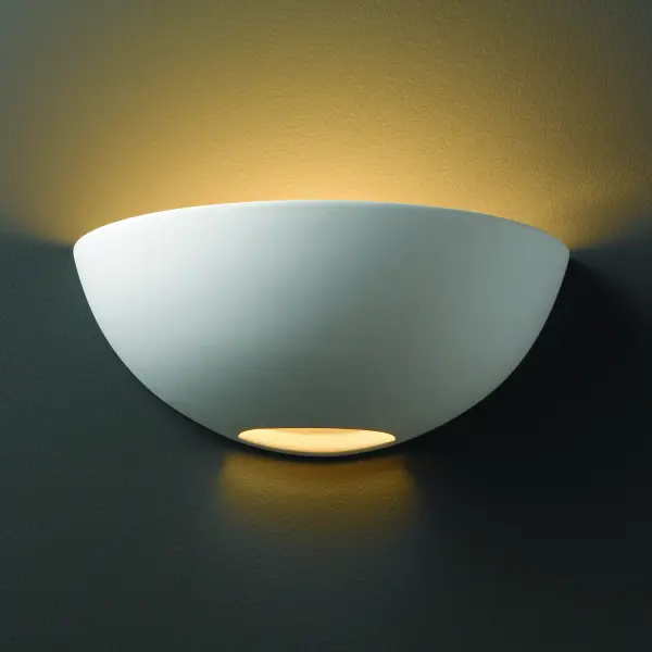 Collection: Ambiance Finish: Bisque Notes: This item is available in up to 30 hand-painted finishes, as well as unfinished ceramic bisque (BIS) which is paintable Width: 10.50" Height: 4.50" Extension from Wall: 5.00" Top to Outlet: 2.25" Number of Bulbs: 1 Maximum Wattage: 60.00 W Bulb Type: G16-1/2 Country of Origin: USA Safety Listing: Damp