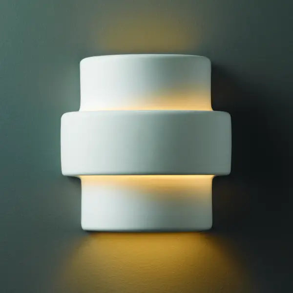 Collection: Ambiance Finish: Bisque Notes: This item is available in up to 30 hand-painted finishes, as well as unfinished ceramic bisque (BIS) which is paintable Width: 8.50" Height: 8.75" Extension from Wall: 5.25" Top to Outlet: 4.50" Number of Bulbs: 1 Maximum Wattage: 100.00 W Bulb Type: A19 Bulb Base: E26-Medium Country of Origin: USA Safety Listing: Wet
