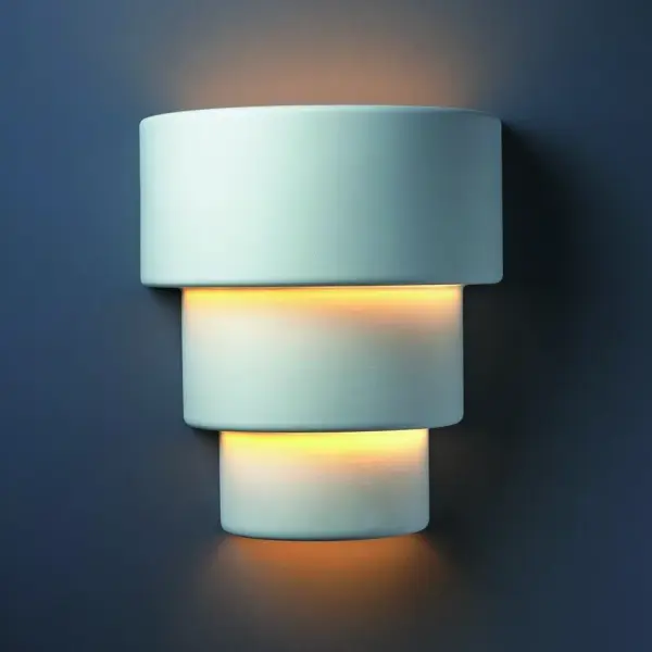 Collection: Ambiance Finish: Bisque Notes: This item is available in up to 30 hand-painted finishes, as well as unfinished ceramic bisque (BIS) which is paintable Width: 12.75" Height: 14.25" Extension from Wall: 6.25" Top to Outlet: 5.00" Number of Bulbs: 2 Maximum Wattage: 100.00 W Bulb Type: A19 Bulb Base: E26-Medium Country of Origin: USA Safety Listing: Damp