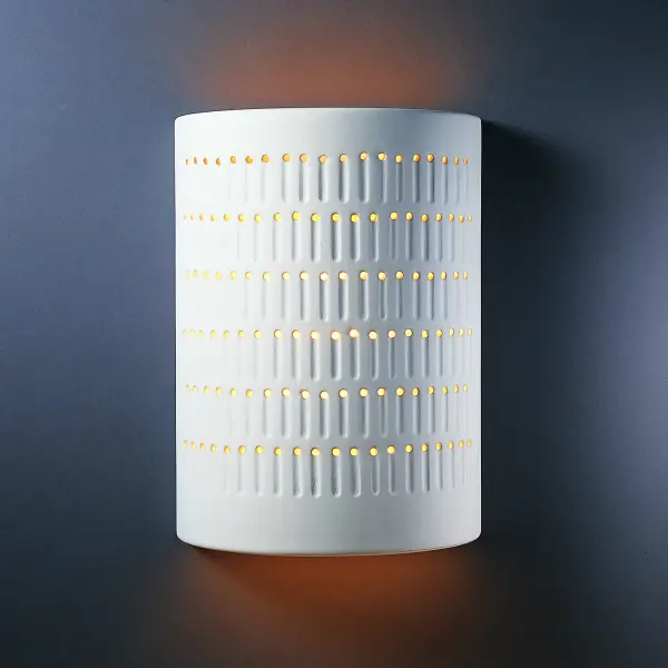 Collection: Ambiance Finish: Bisque Notes: This item is available in up to 30 hand-painted finishes, as well as unfinished ceramic bisque (BIS) which is paintable Width: 9.75" Height: 13.25" Extension from Wall: 5.00" Top to Outlet: 4.50" Number of Bulbs: 2 Maximum Wattage: 100.00 W Bulb Type: A19 Bulb Base: E26-Medium Country of Origin: USA Safety Listing: Damp
